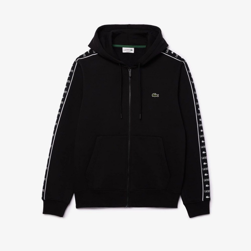 Men's Lacoste Zip-Up Hoodie Black | DCX826534