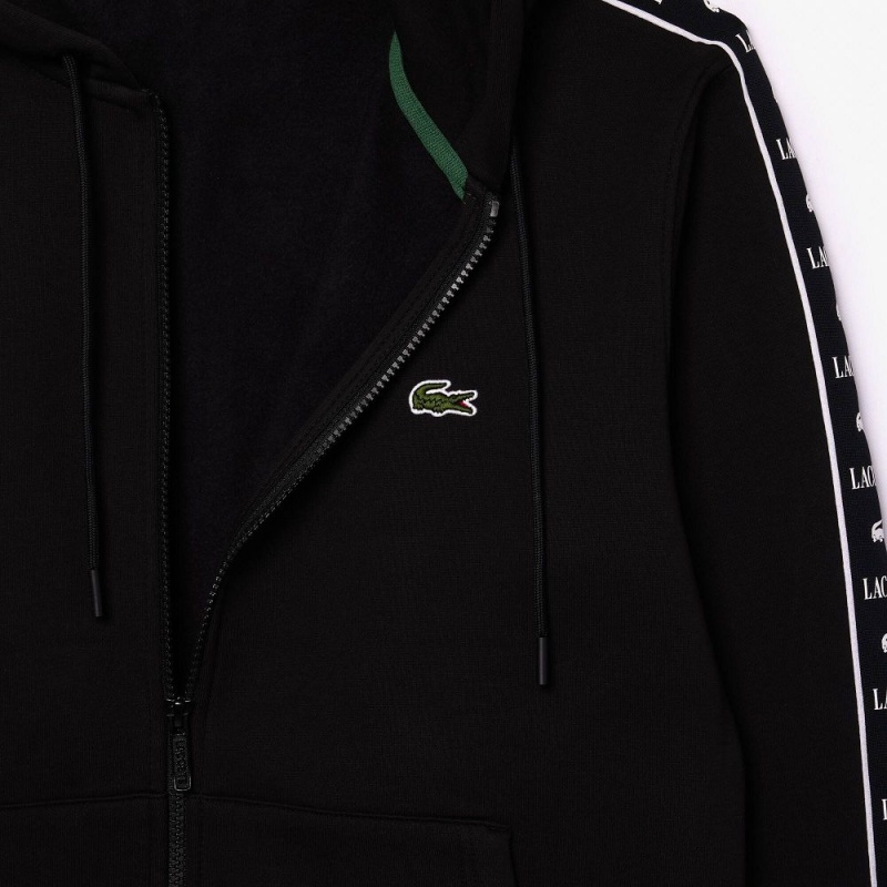 Men's Lacoste Zip-Up Hoodie Black | DCX826534