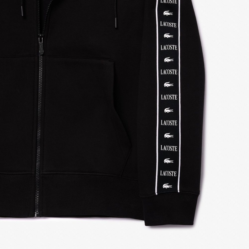 Men's Lacoste Zip-Up Hoodie Black | DCX826534