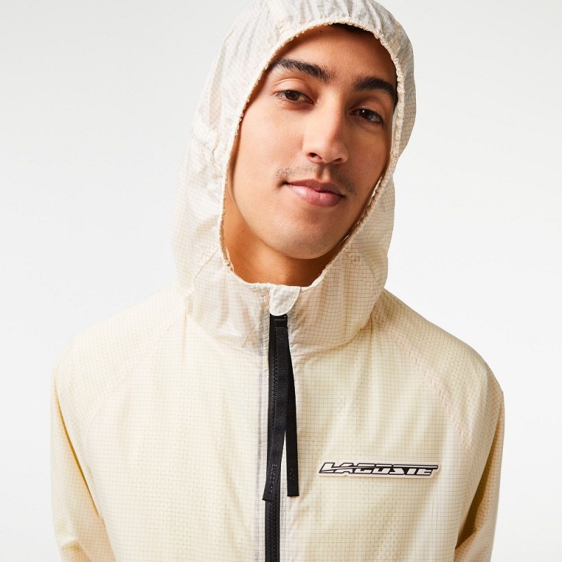 Men's Lacoste Zip-Up Jackets White Black | ZRG875406