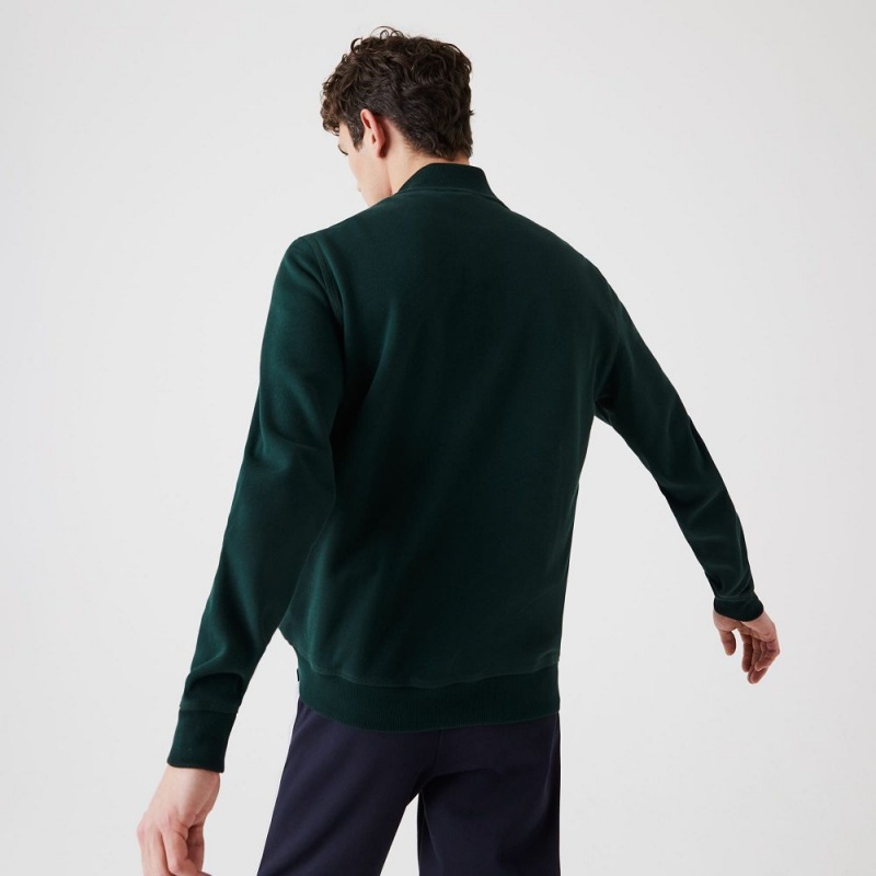 Men's Lacoste Zip-Up Piqué Fleece Jackets Forest green | OKL394718