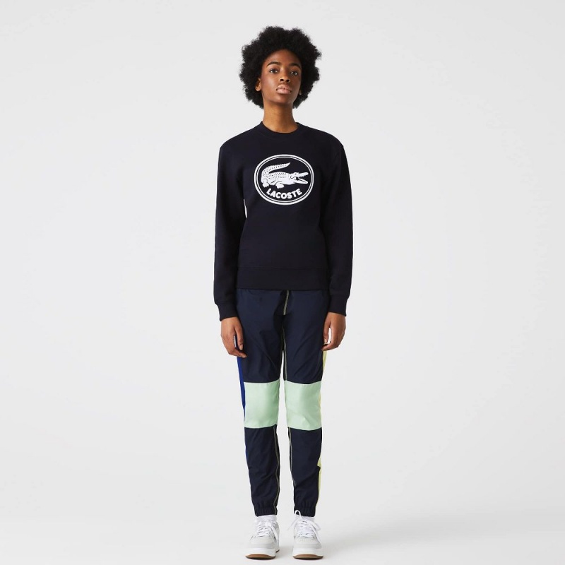 Women's Lacoste 3D Logo Organic Cotton Fleece Sweatshirt Abysm blue | VAI928540