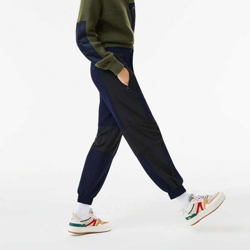 Women's Lacoste Badge Colorblock Joggers Navy Blue Black | LMP178063