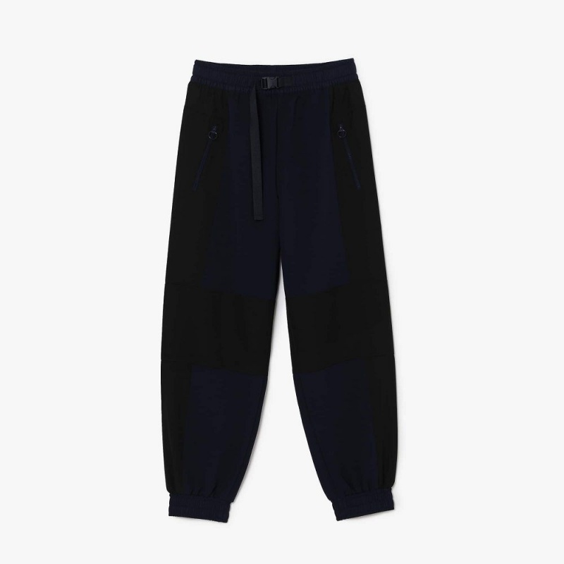 Women's Lacoste Badge Colorblock Joggers Navy Blue Black | LMP178063