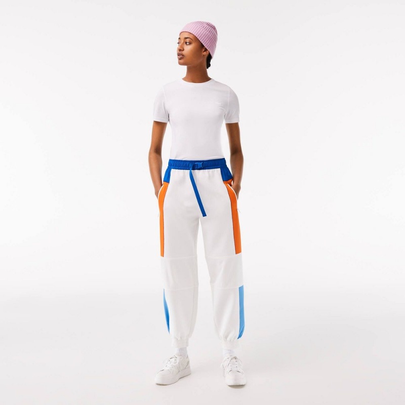 Women's Lacoste Badge Colorblock Joggers White Blue Orange Blue | BCJ435079