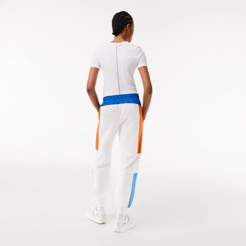 Women's Lacoste Badge Colorblock Joggers White Blue Orange Blue | BCJ435079