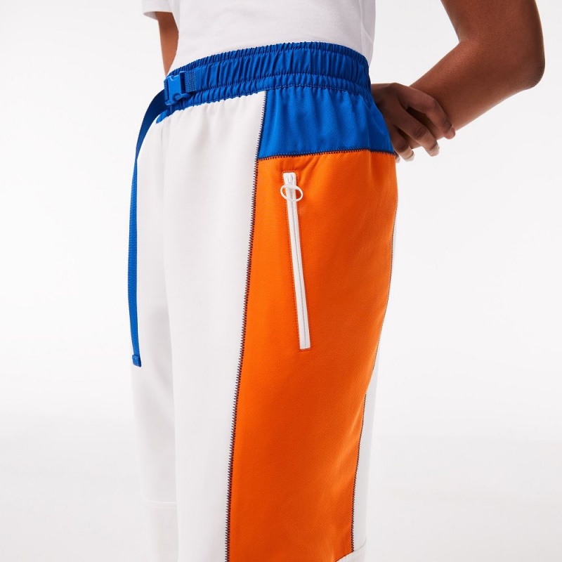 Women's Lacoste Badge Colorblock Joggers White Blue Orange Blue | BCJ435079