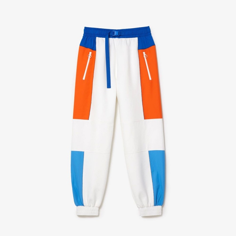 Women's Lacoste Badge Colorblock Joggers White Blue Orange Blue | BCJ435079