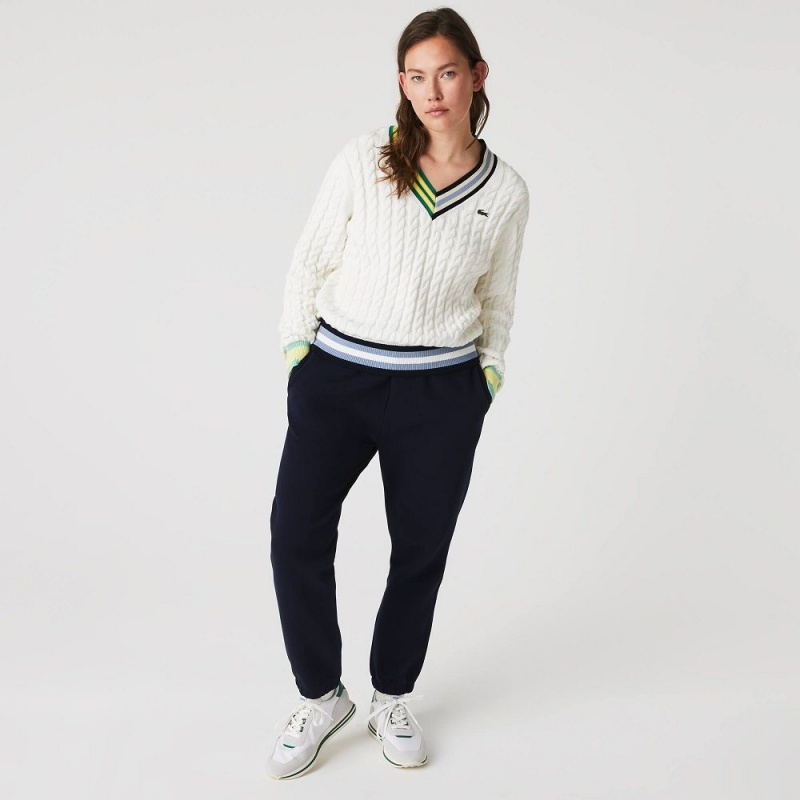 Women's Lacoste Blended Cotton Sweatpants Navy Blue | XVB410627