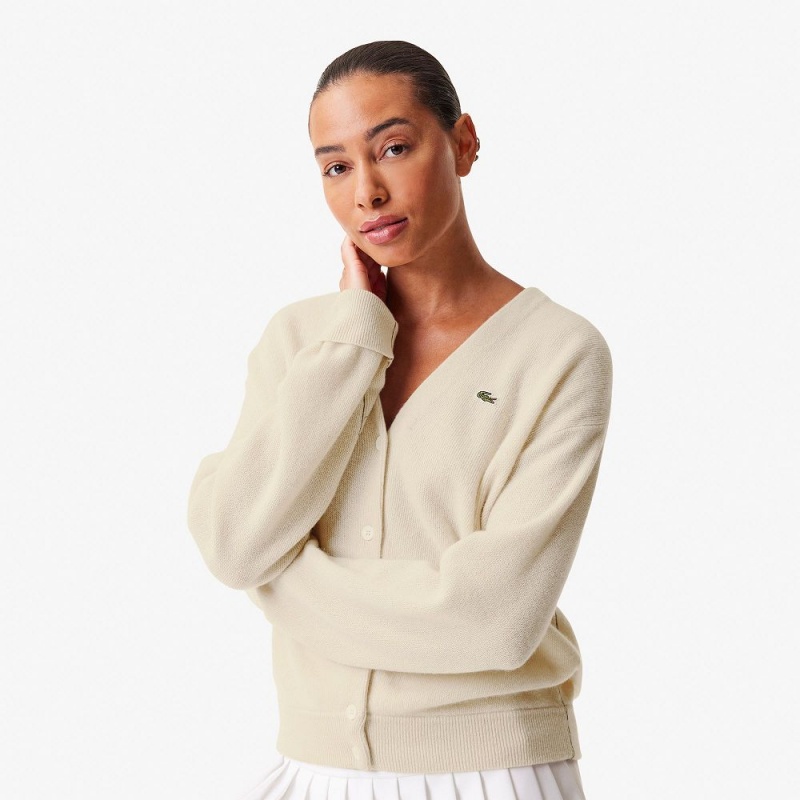 Women's Lacoste Cashmere Cardigan White | RTL631759