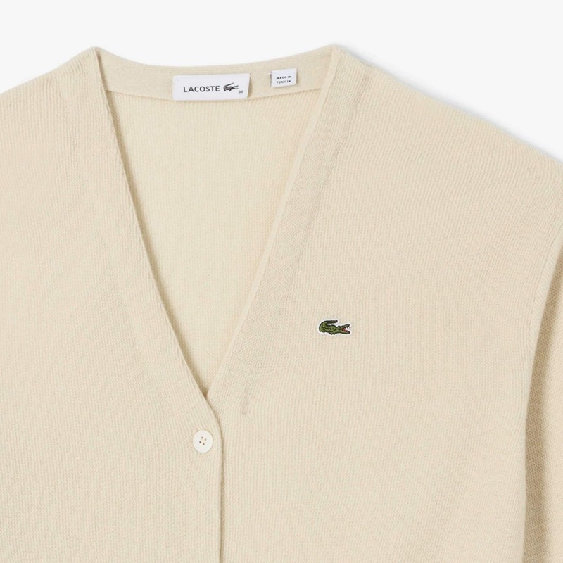 Women's Lacoste Cashmere Cardigan White | RTL631759