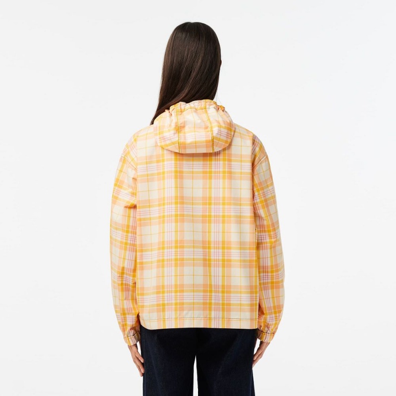 Women's Lacoste Checked Pull-Over Jackets White Yellow Light Orange Pink White | EGL258137