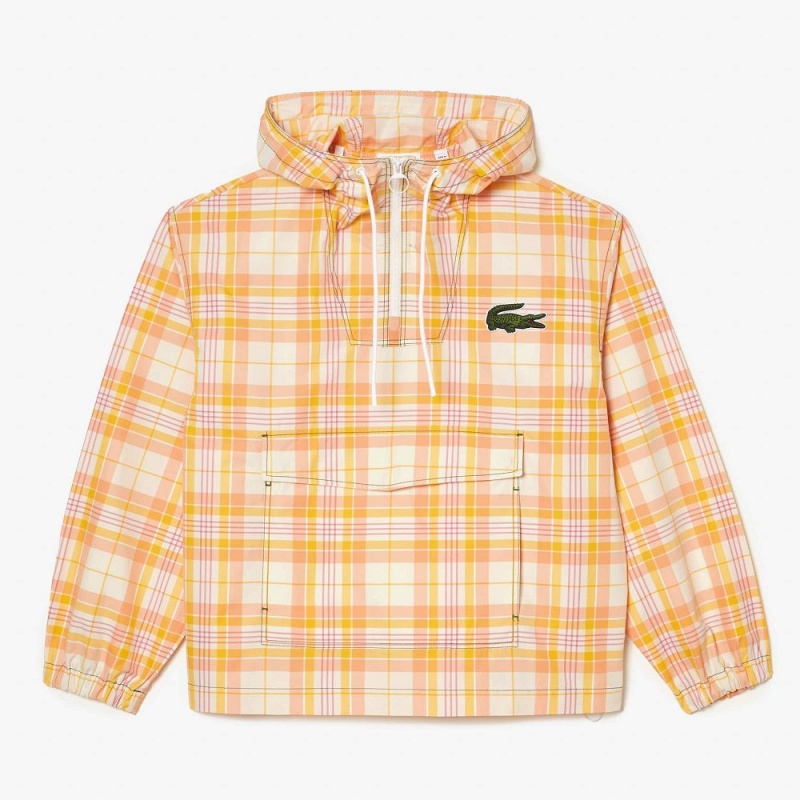 Women's Lacoste Checked Pull-Over Jackets White Yellow Light Orange Pink White | EGL258137