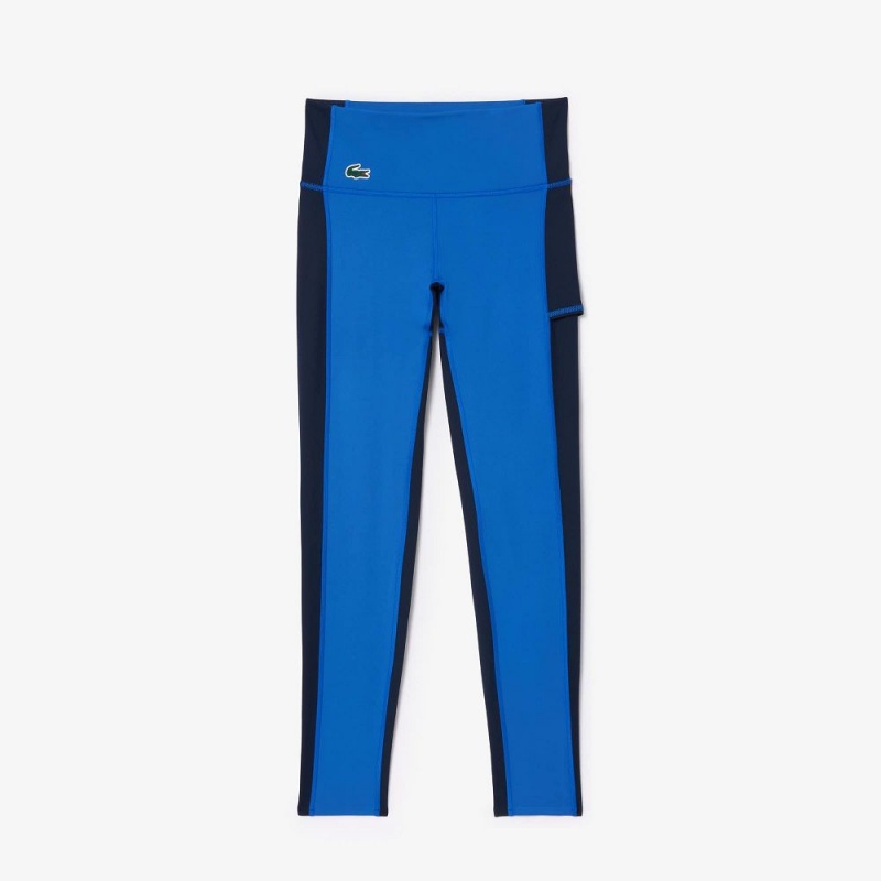 Women's Lacoste Colorblock Ultra-Dry Leggings Navy Blue Blue | IDP081649