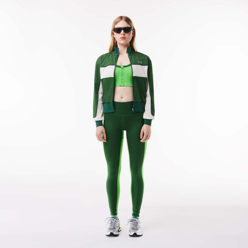 Women's Lacoste Colorblock Ultra-Dry Leggings Green | CWY365018