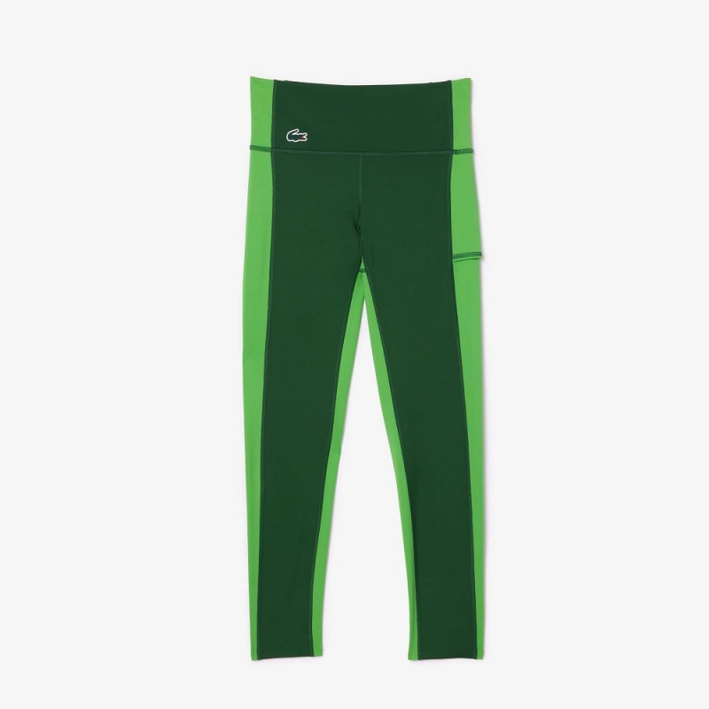 Women's Lacoste Colorblock Ultra-Dry Leggings Green | CWY365018