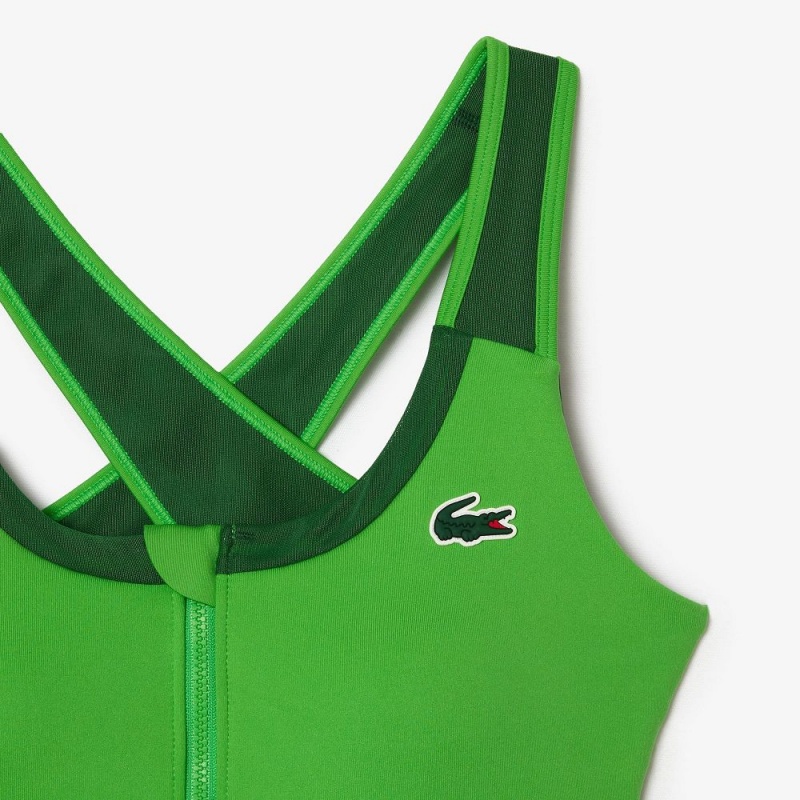 Women's Lacoste Colorblock Zip Sports Bra Green | BMD042695