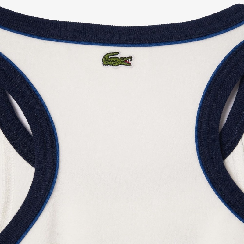 Women's Lacoste Contrast Embroidered Terry Bralette T-Shirt White | PLK976154