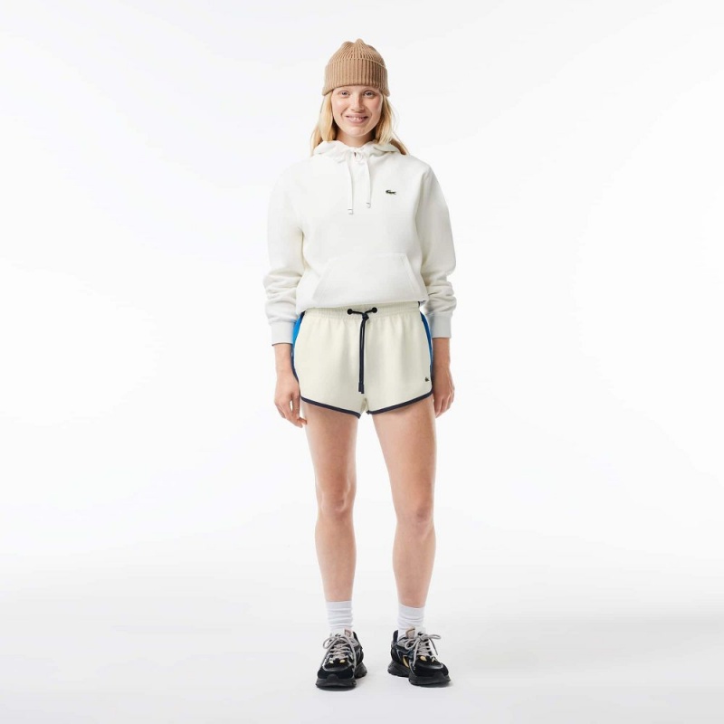 Women's Lacoste Contrast Seam Piqué Shorts White | ZJO523917