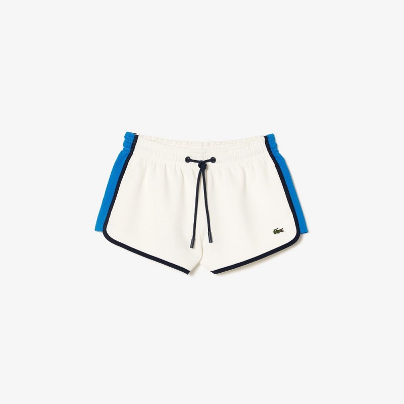 Women's Lacoste Contrast Seam Piqué Shorts White | ZJO523917