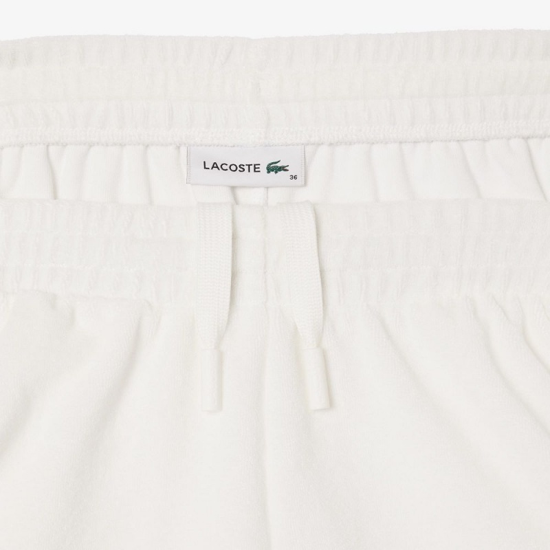 Women's Lacoste Contrast Trim Terry Shorts White | GZR372649