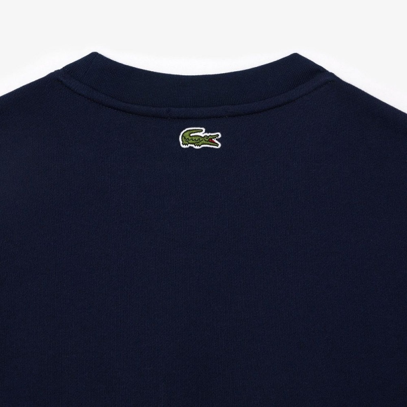 Women's Lacoste Cotton Fleece Branded Sweatshirt Navy Blue | XJV563827