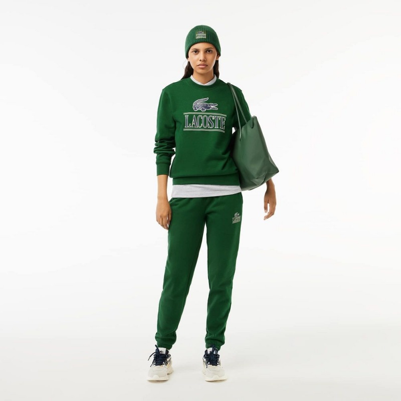 Women's Lacoste Cotton Fleece Branded Sweatshirt Pine green | VPQ970863