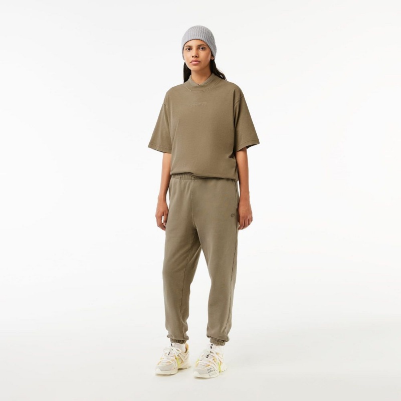 Women's Lacoste Cotton Fleece Joggers Khaki Green | IXG512649