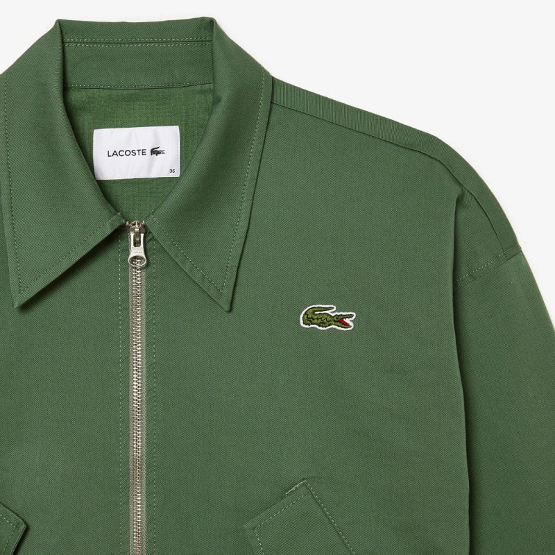 Women's Lacoste Cotton Harrington Zip-Up Jackets Khaki Green | WKU208641