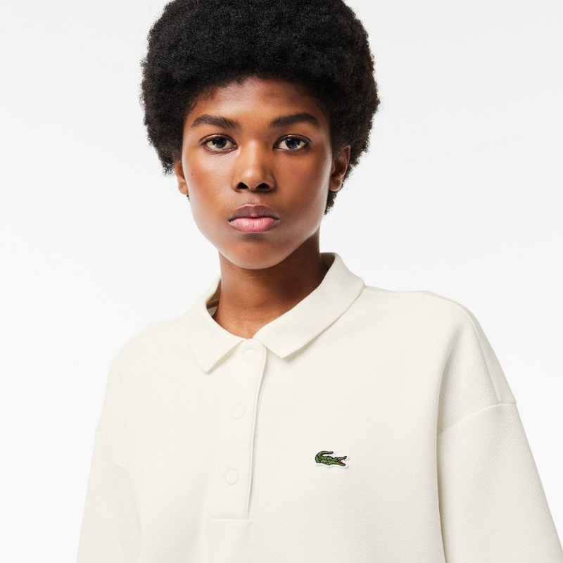 Women's Lacoste Cotton Piqué Oversized Polo Shirts White | IHK302495