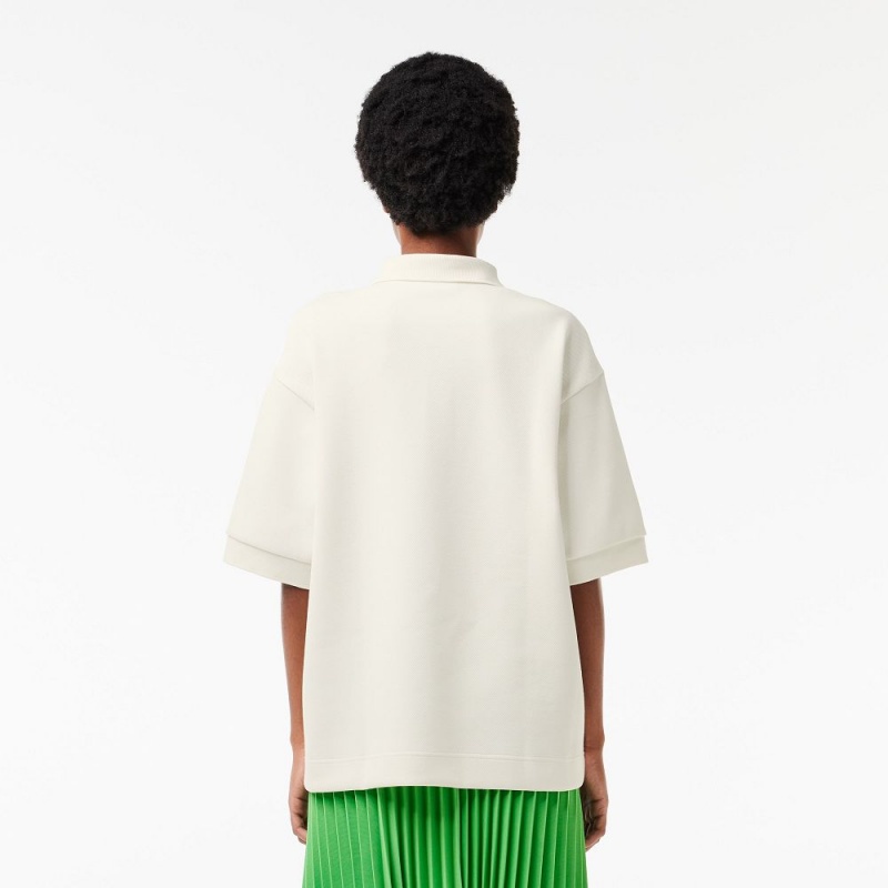 Women's Lacoste Cotton Piqué Oversized Polo Shirts White | IHK302495