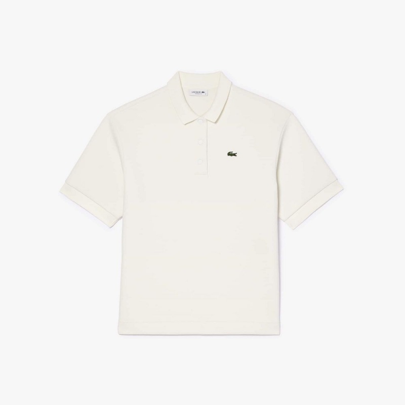 Women's Lacoste Cotton Piqué Oversized Polo Shirts White | IHK302495