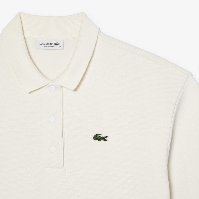 Women's Lacoste Cotton Piqué Oversized Polo Shirts White | IHK302495