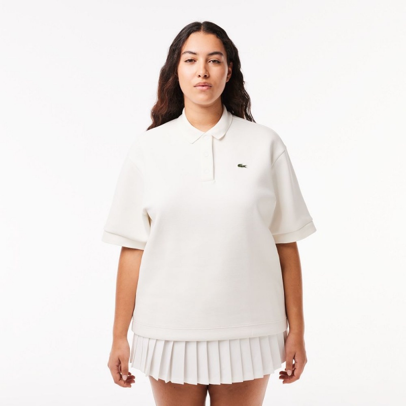 Women's Lacoste Cotton Piqué Oversized Polo Shirts White | IHK302495