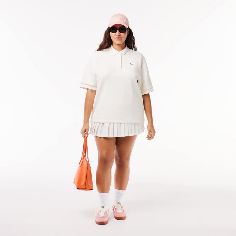 Women's Lacoste Cotton Piqué Oversized Polo Shirts White | IHK302495