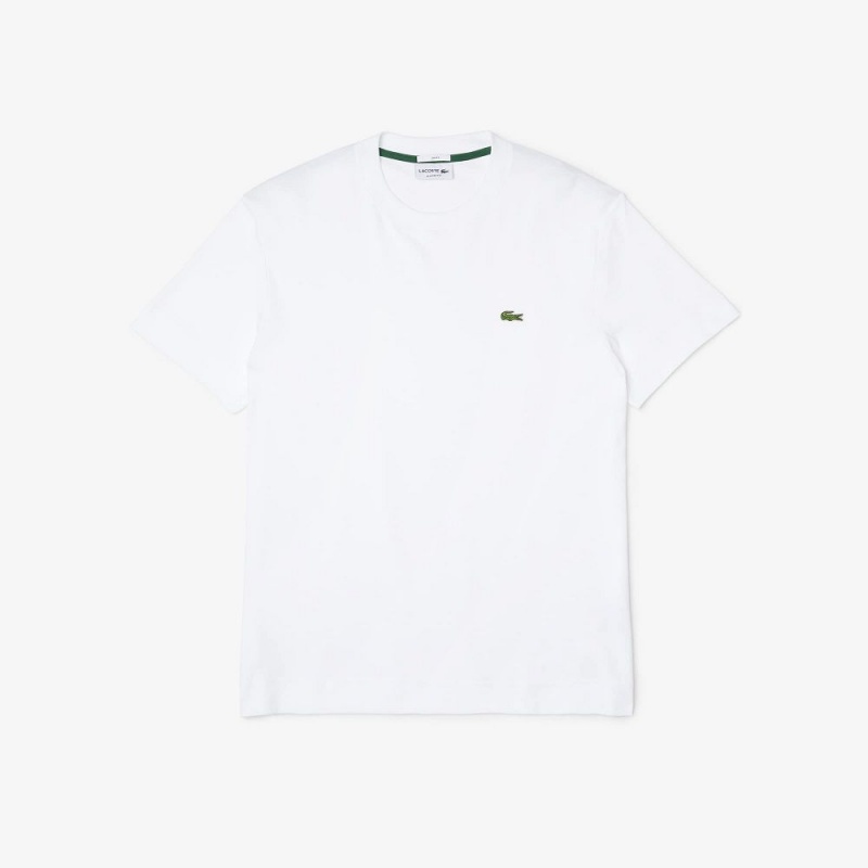 Women's Lacoste Crew Neck Organic Cotton T-Shirt White | HVM308524