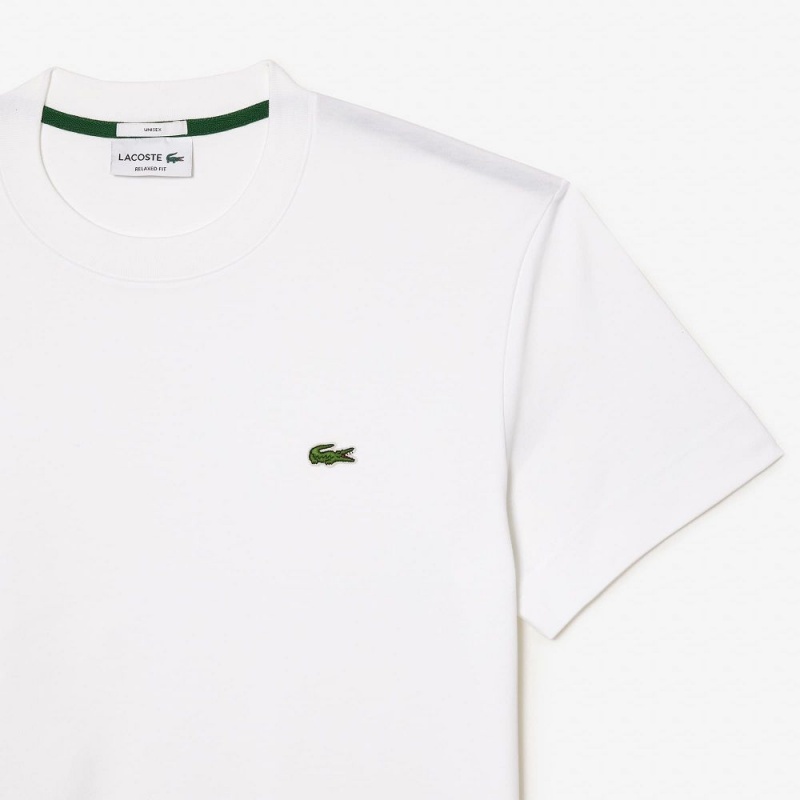 Women's Lacoste Crew Neck Organic Cotton T-Shirt White | HVM308524