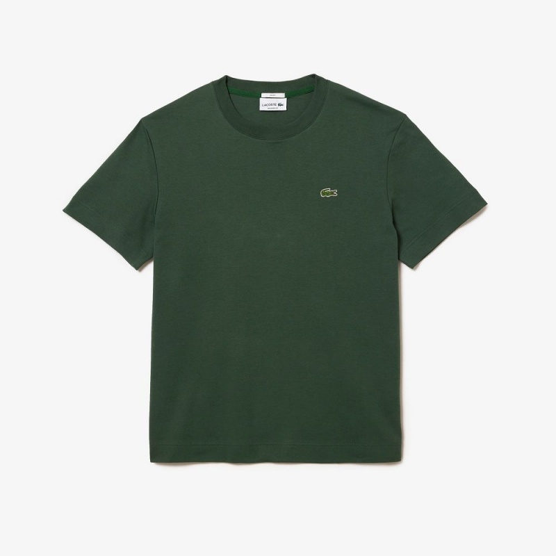 Women's Lacoste Crew Neck Organic Cotton T-Shirt Dark Green | IRF386294