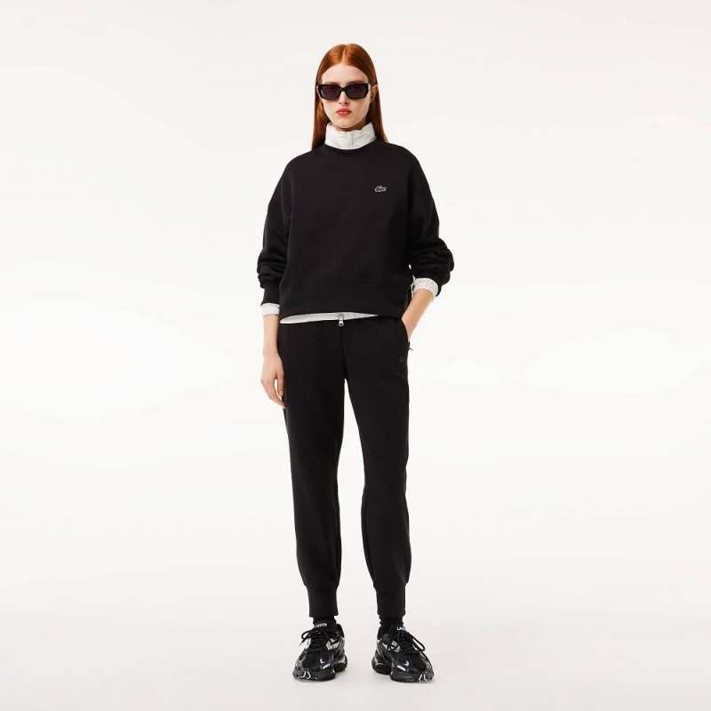 Women's Lacoste Crew Neck Sweatshirt Black | LJA724359