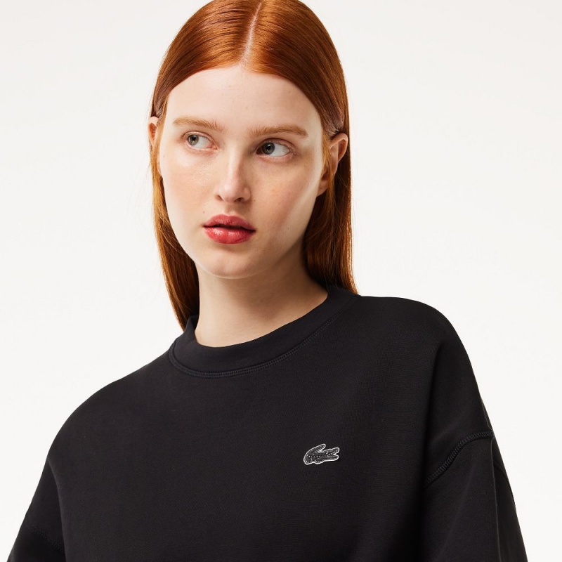 Women's Lacoste Crew Neck Sweatshirt Black | LJA724359