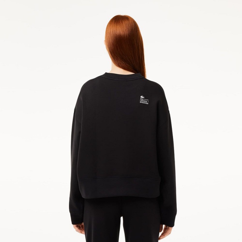 Women's Lacoste Crew Neck Sweatshirt Black | LJA724359