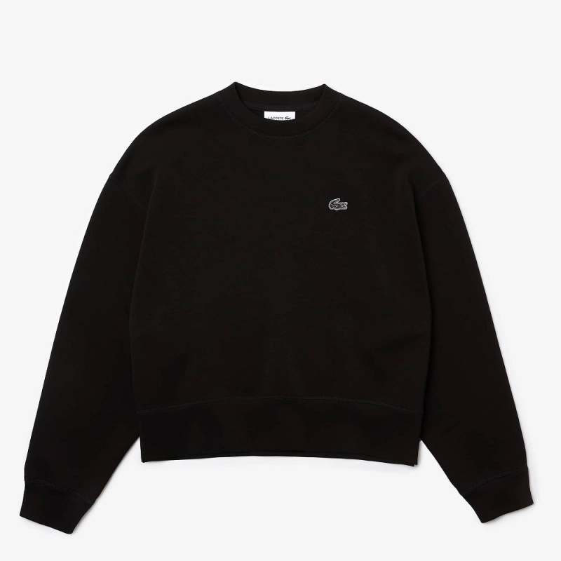 Women's Lacoste Crew Neck Sweatshirt Black | LJA724359