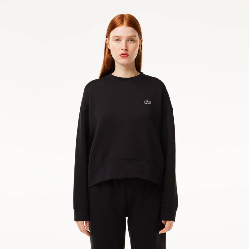 Women\'s Lacoste Crew Neck Sweatshirt Black | LJA724359