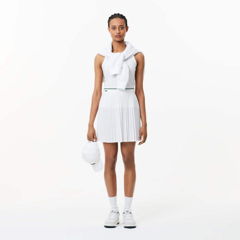 Women's Lacoste Embroidered Piqué Tank Top White | ACW803241