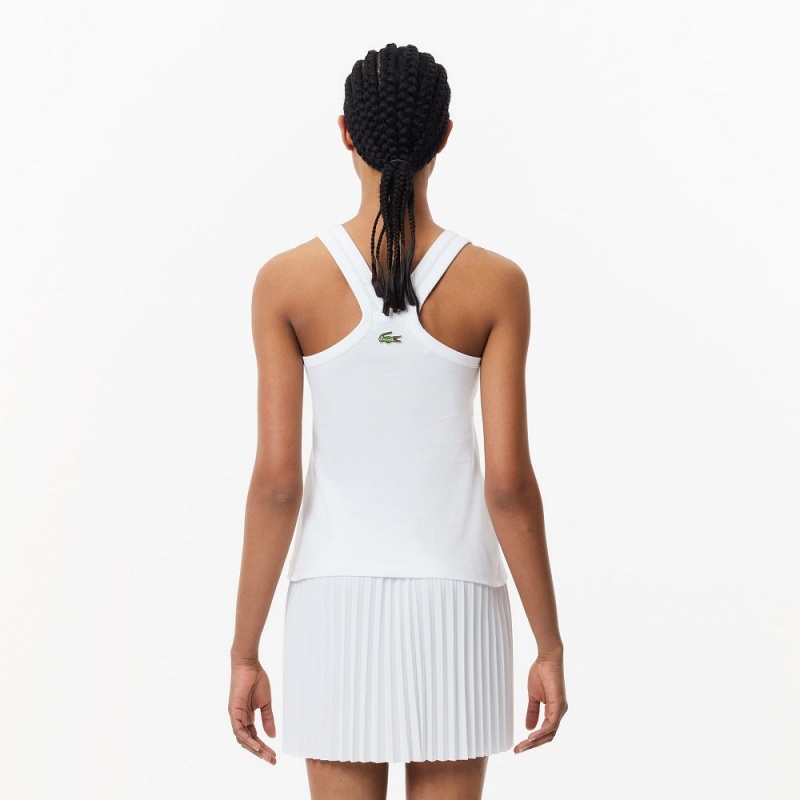 Women's Lacoste Embroidered Piqué Tank Top White | ACW803241