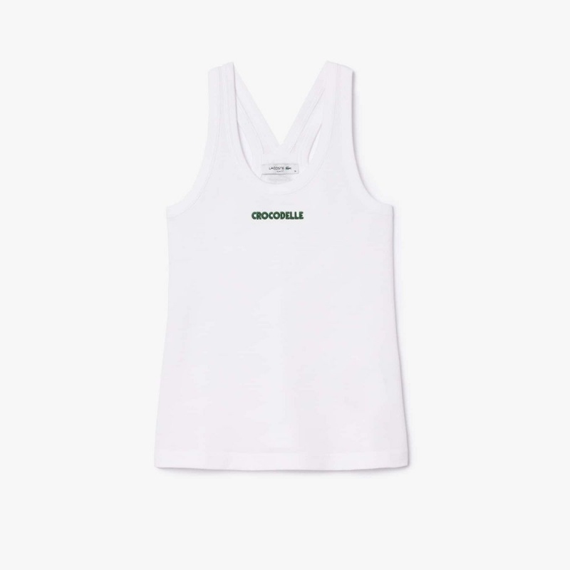 Women's Lacoste Embroidered Piqué Tank Top White | ACW803241