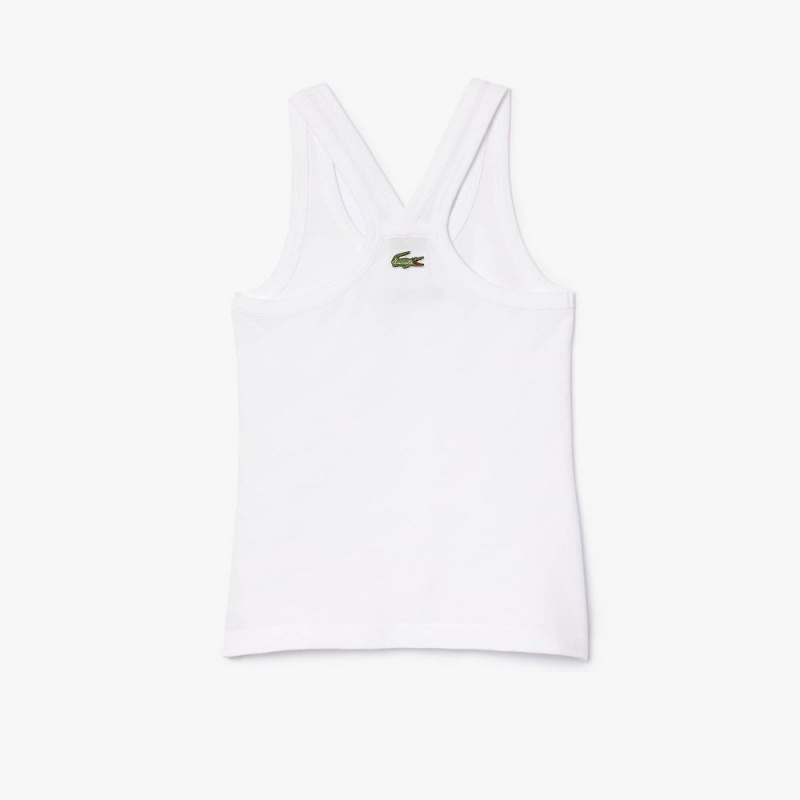 Women's Lacoste Embroidered Piqué Tank Top White | ACW803241