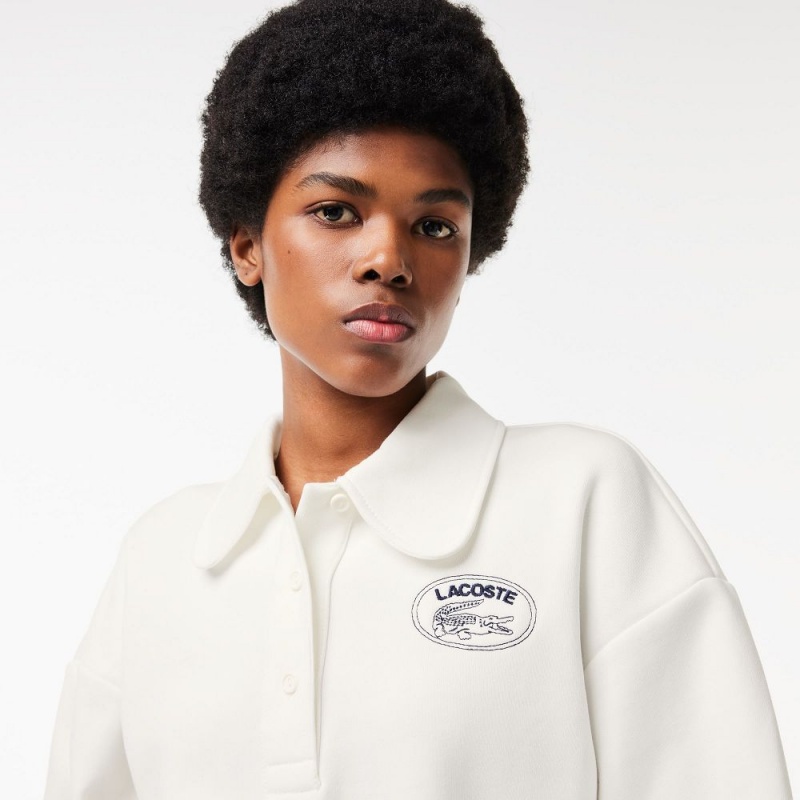 Women's Lacoste Embroidered Polo Sweatshirt White | DFC720345