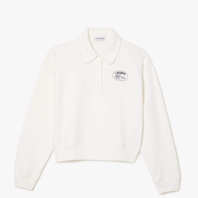 Women's Lacoste Embroidered Polo Sweatshirt White | DFC720345