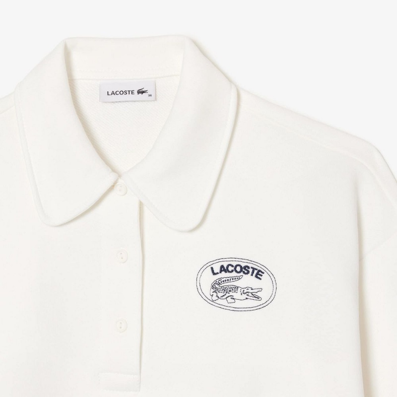 Women's Lacoste Embroidered Polo Sweatshirt White | DFC720345